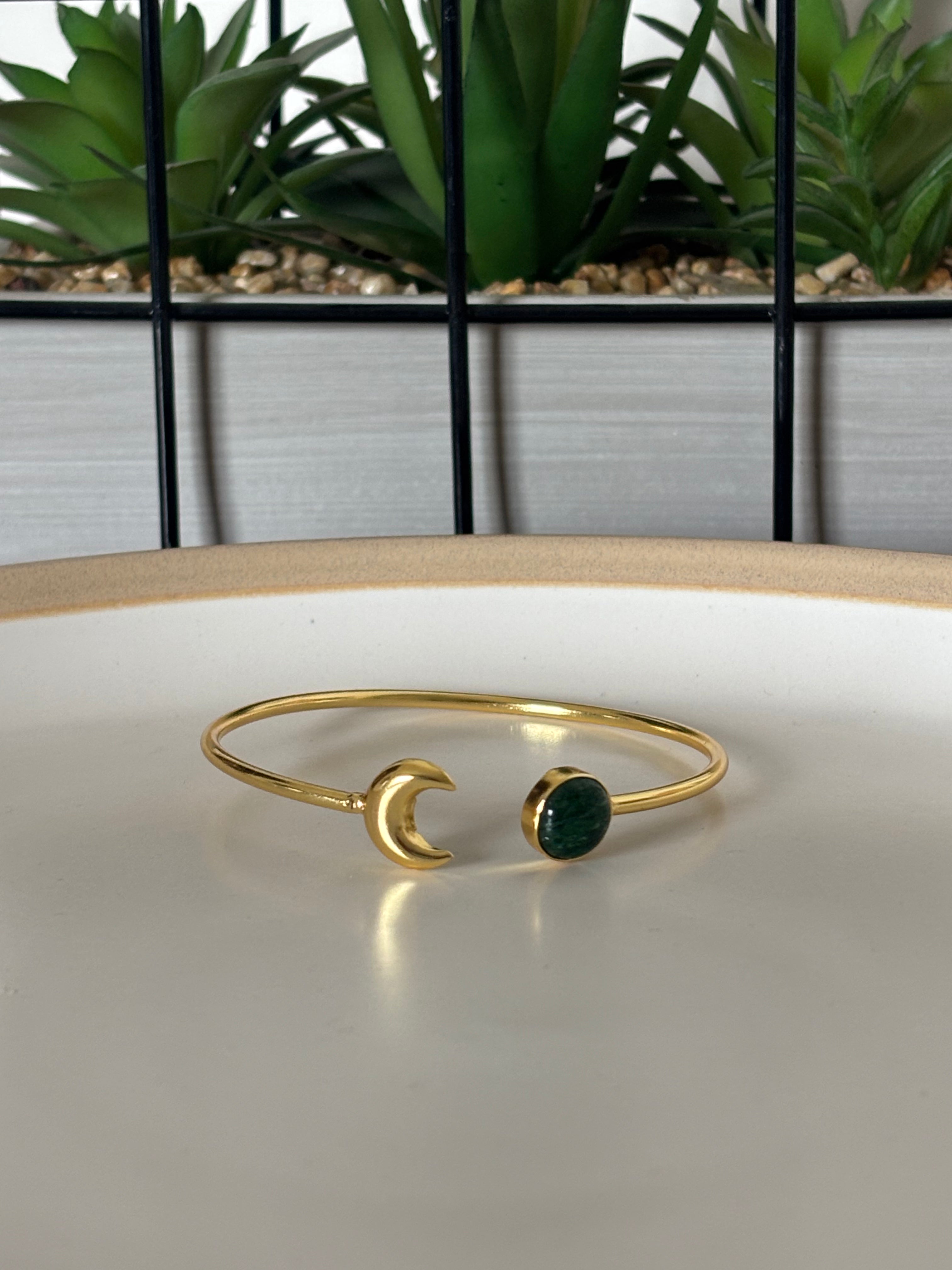Green Aventurine Moon Cuff