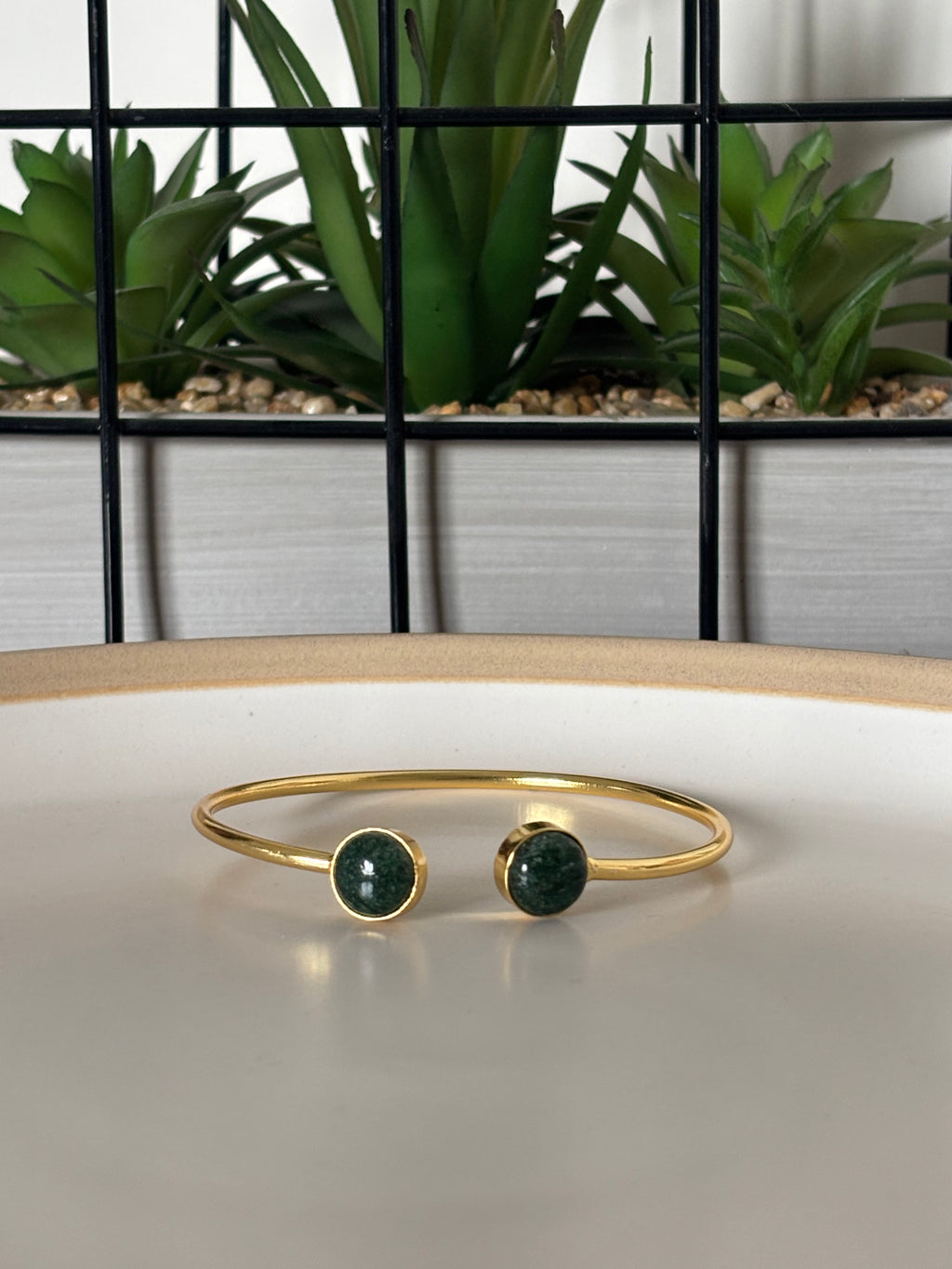 Green Aventurine Twin Orbit Cuff