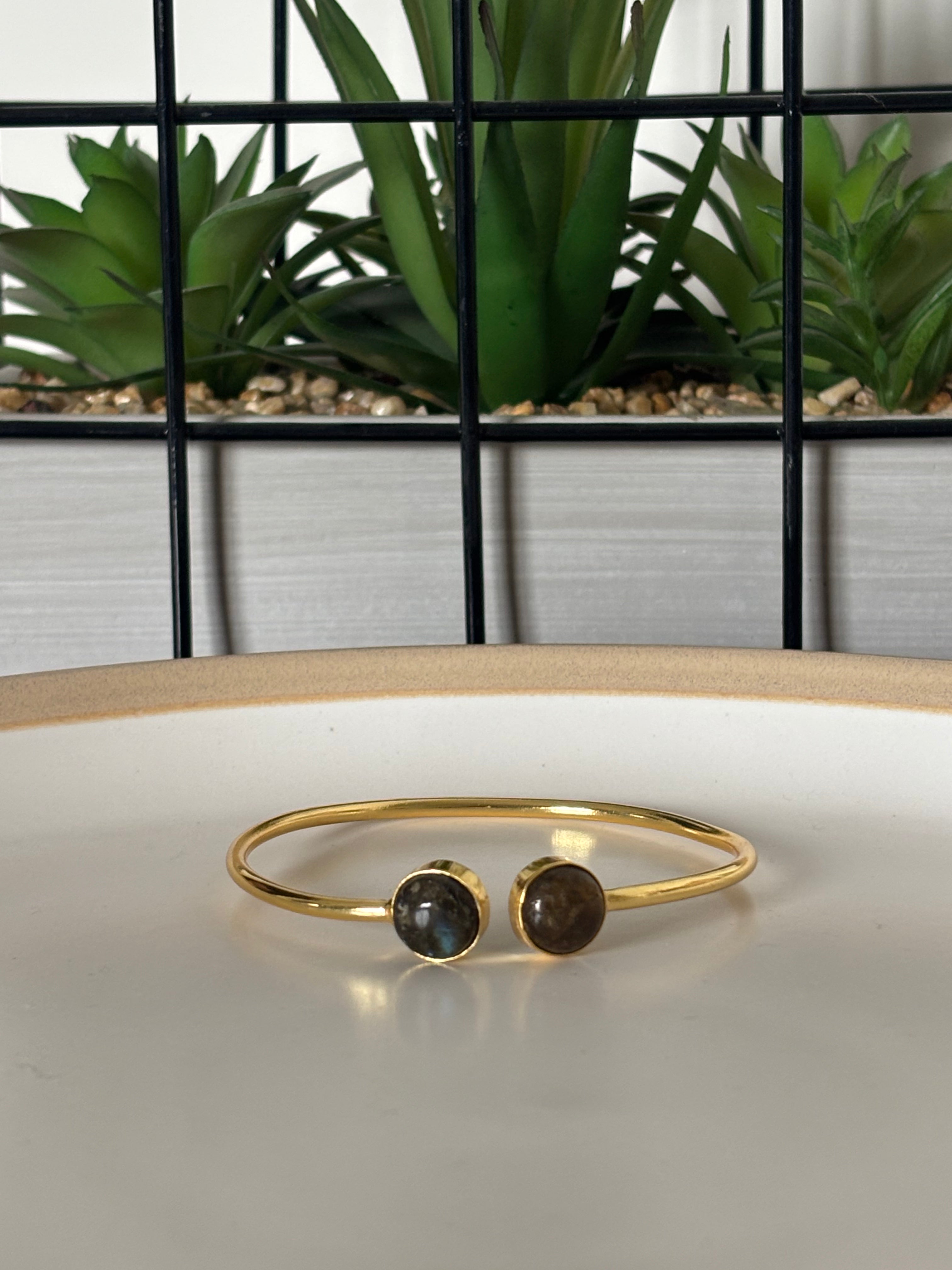 Labrodorite Twin Orbit Cuff