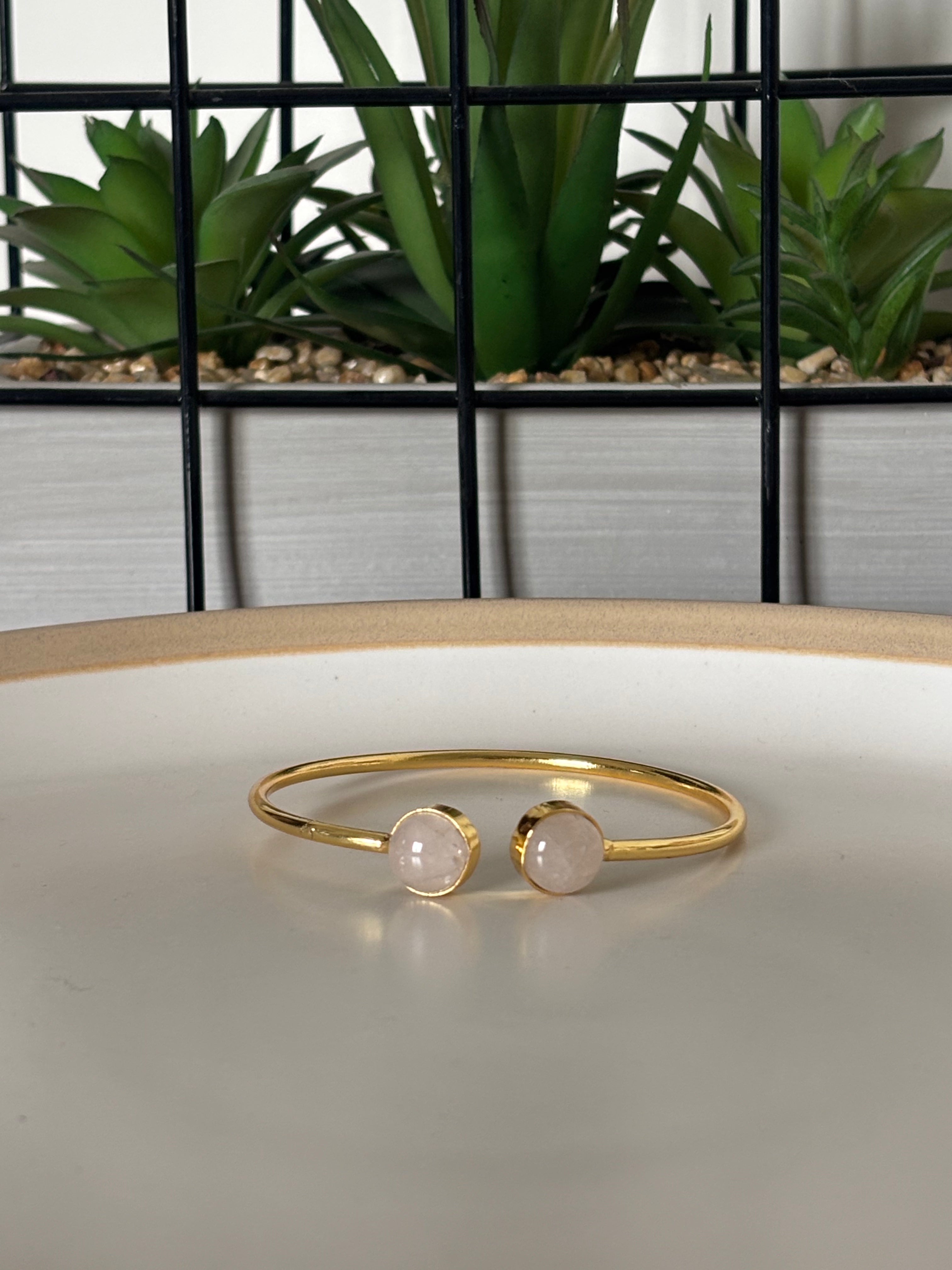 Rose Quartz Twin Orbit Cuff