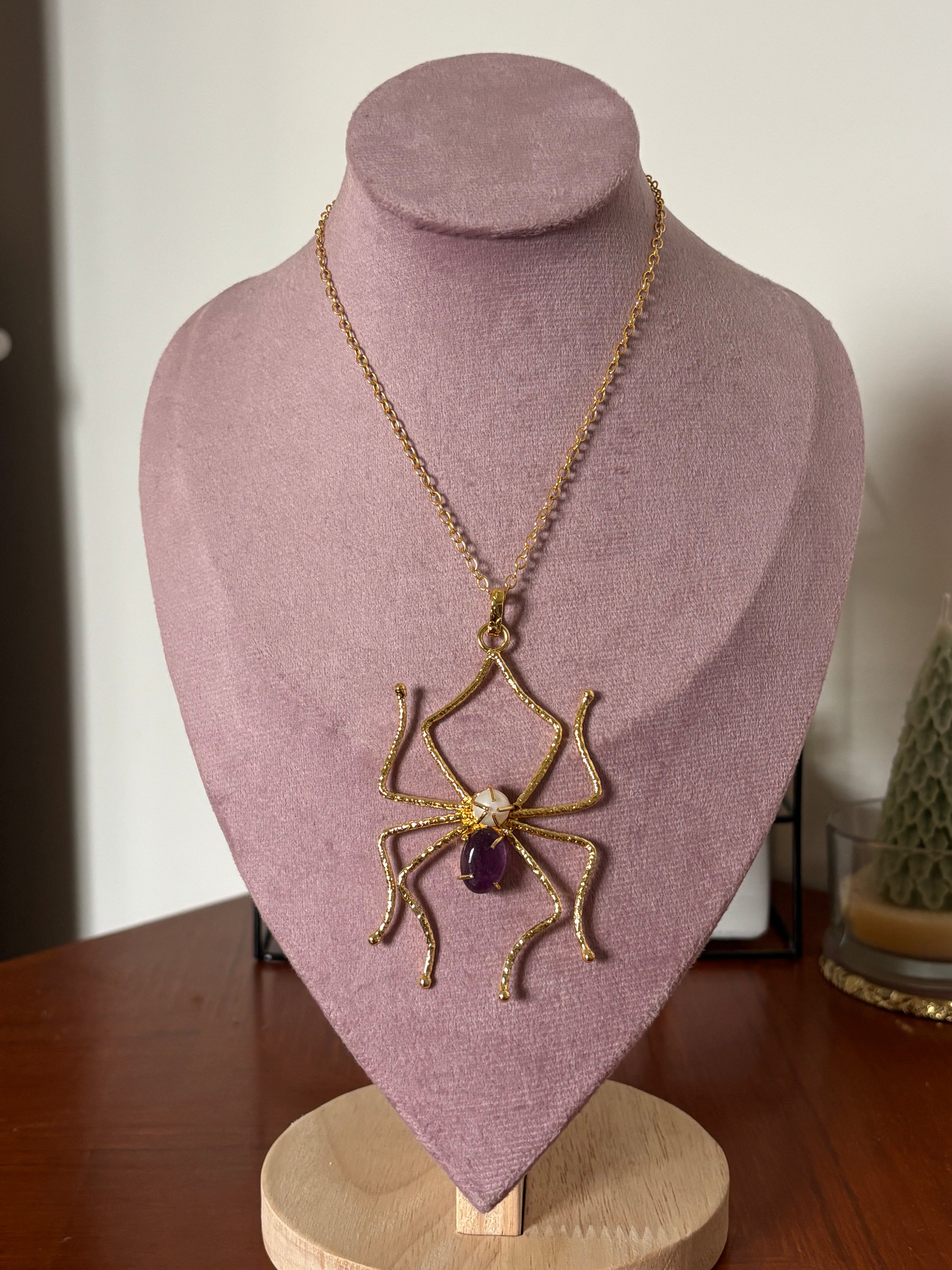 Mystic Spider Pendant  Amethyst